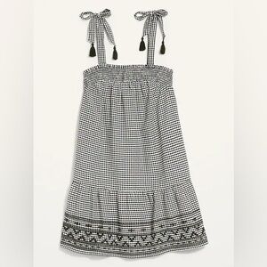 Old Navy Sleeveless Tiered Gingham Swing
Mini Dress with embroidered bottom